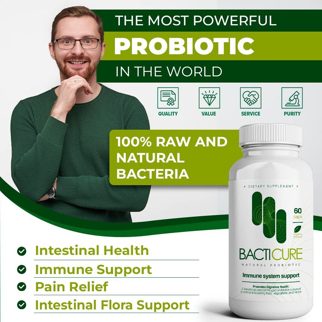 Bacticure, Natural Product, Set of 3 Bottles, Total per Bottle 60 Capsules, Immu