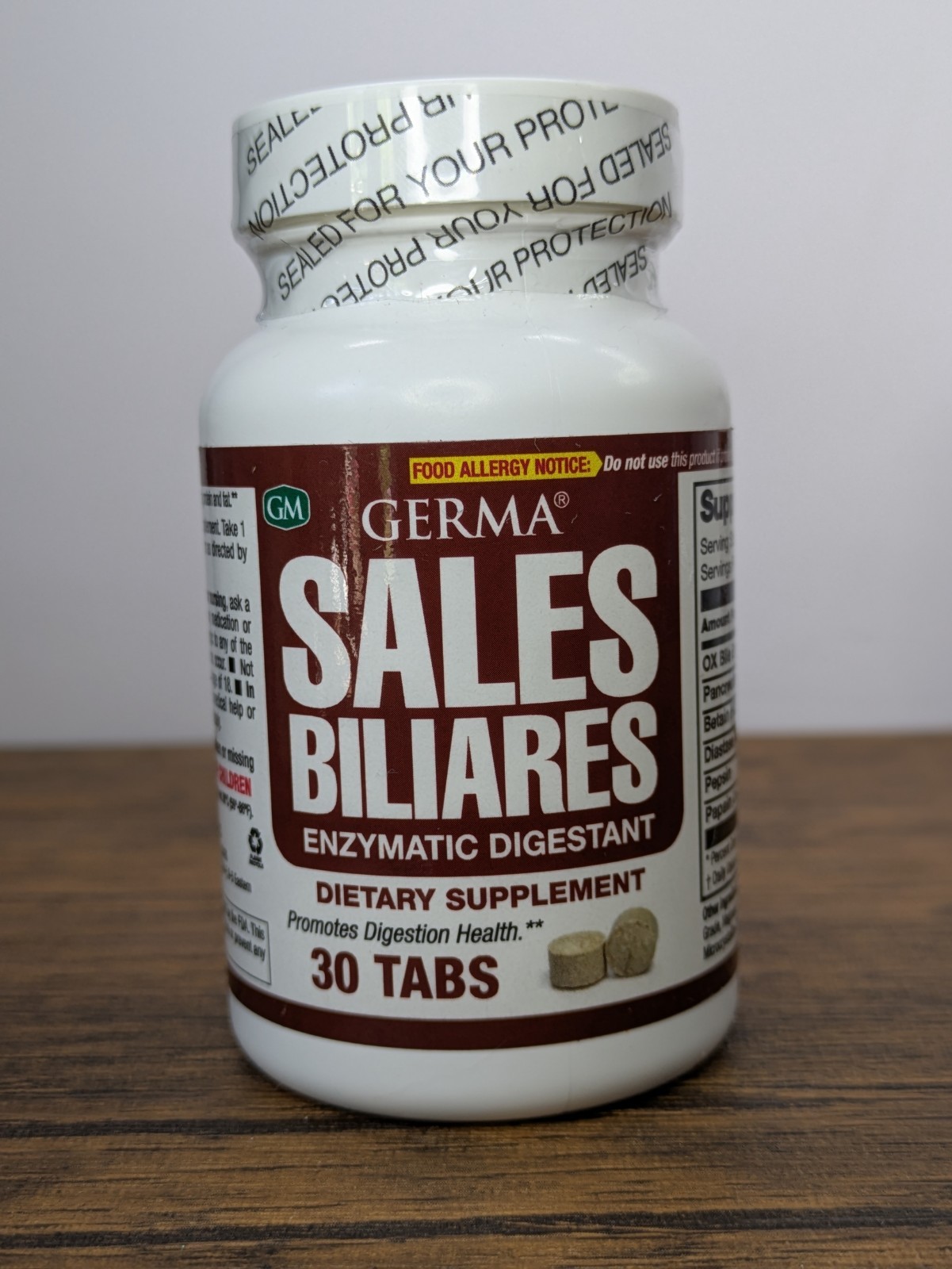 (2 Pack) Germa Sales Biliares, Enzymatic Digestant, 30 Tabs Ox Bile Exp. 08/27