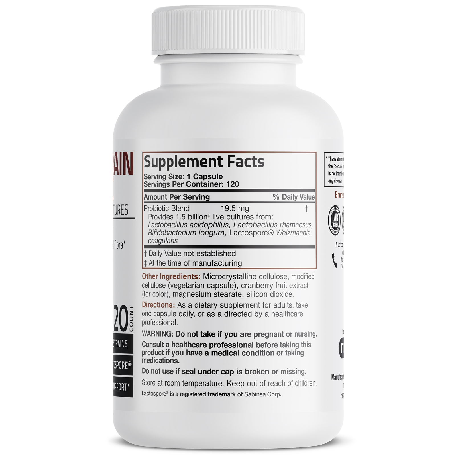 Bronson Multi-Strain Probiotic Digestive Health, 120 Vegetarian Capsules