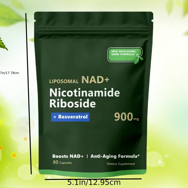 Liposomal NAD+ Nicotinamide Riboside + Resveratrol – 900mg Capsules 80ct, 1 Pack