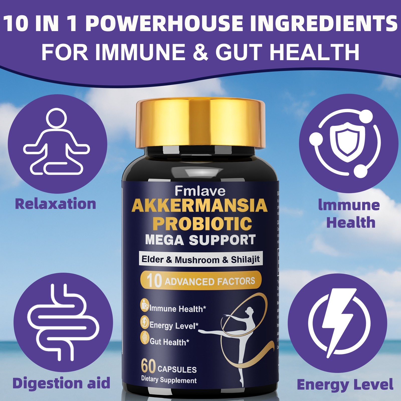 Akkermansia Muciniphila Probiotic for Gut Health Weight Loss 60/120/240 Capsules