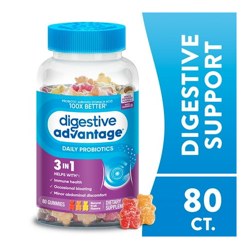 Digestive Advantage Probiotic Gummies For Digestive Health 80 Count exp 09/2026