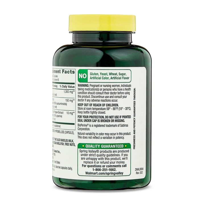 Spring Valley Ultra Strength Turmeric Curcumin 1500 mg Vegetarian Capsules 90 CT