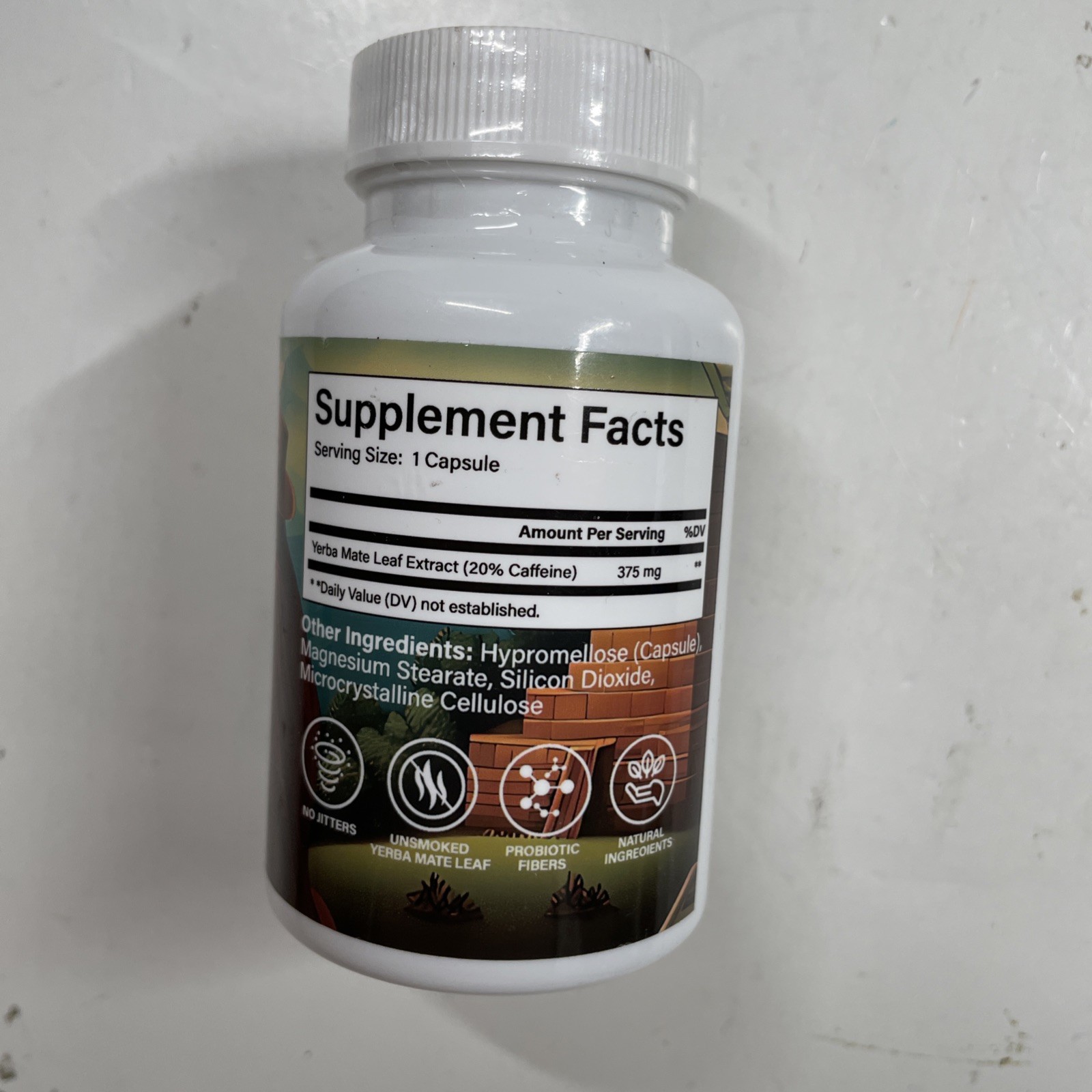 Yerba Mate Herbal Supplement – 60 Capsules – 100% Pure – 75mg Caffeine Exp 03/27