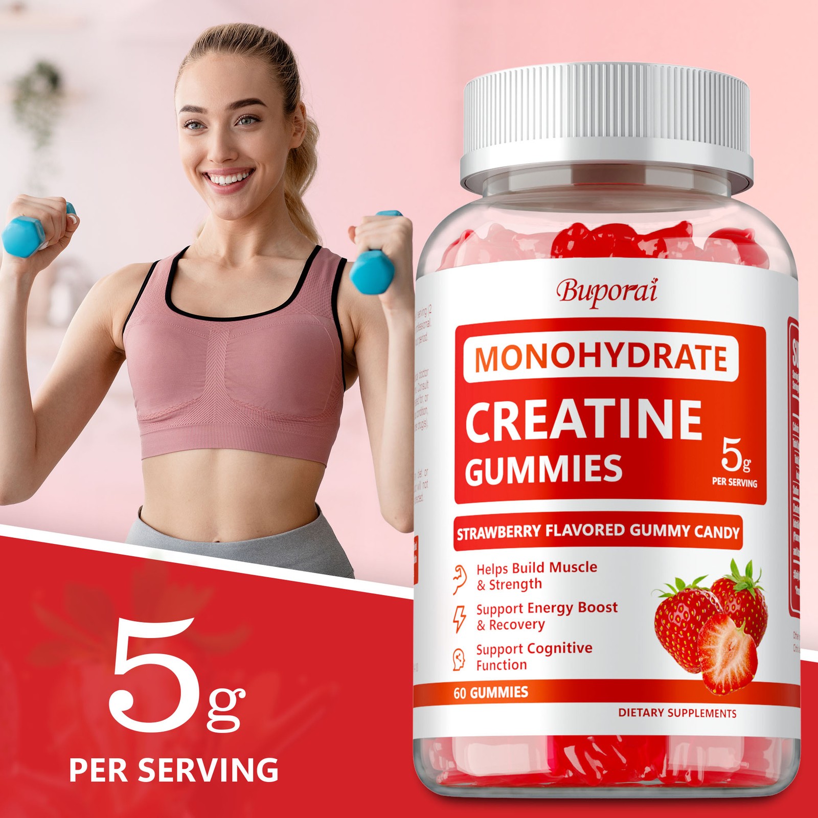 Creatine Monohydrate Gummies -Helps Improve Muscle Strength and Cognitive Health