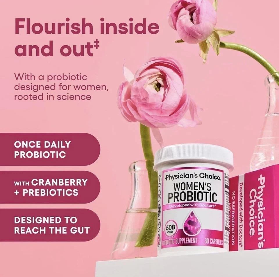Physician’s Choice Women’s Probiotic 50 Billion CFU, Prebiotics, 60 Capsules