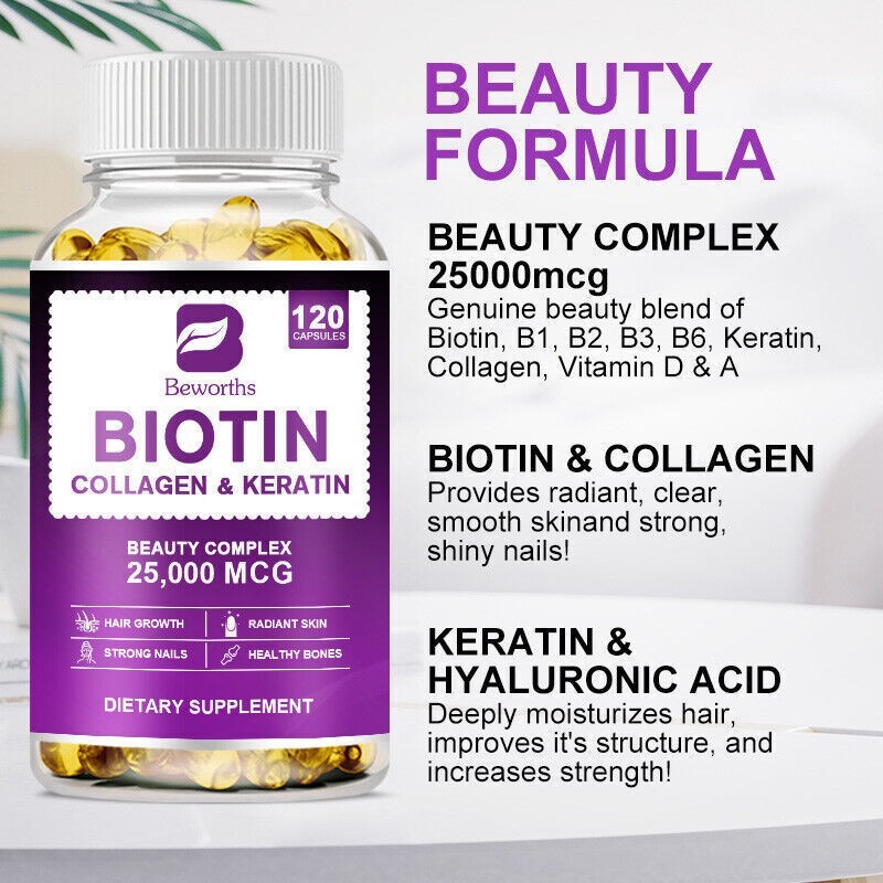 1-5x Hair Growth Dietary Supplement with Collagen Complex 60/120/600 Capsules