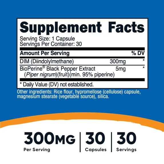 4 PACK Nutricost DIM Diindolylmethane 300 mg, 30 Capsules NEW SEALED