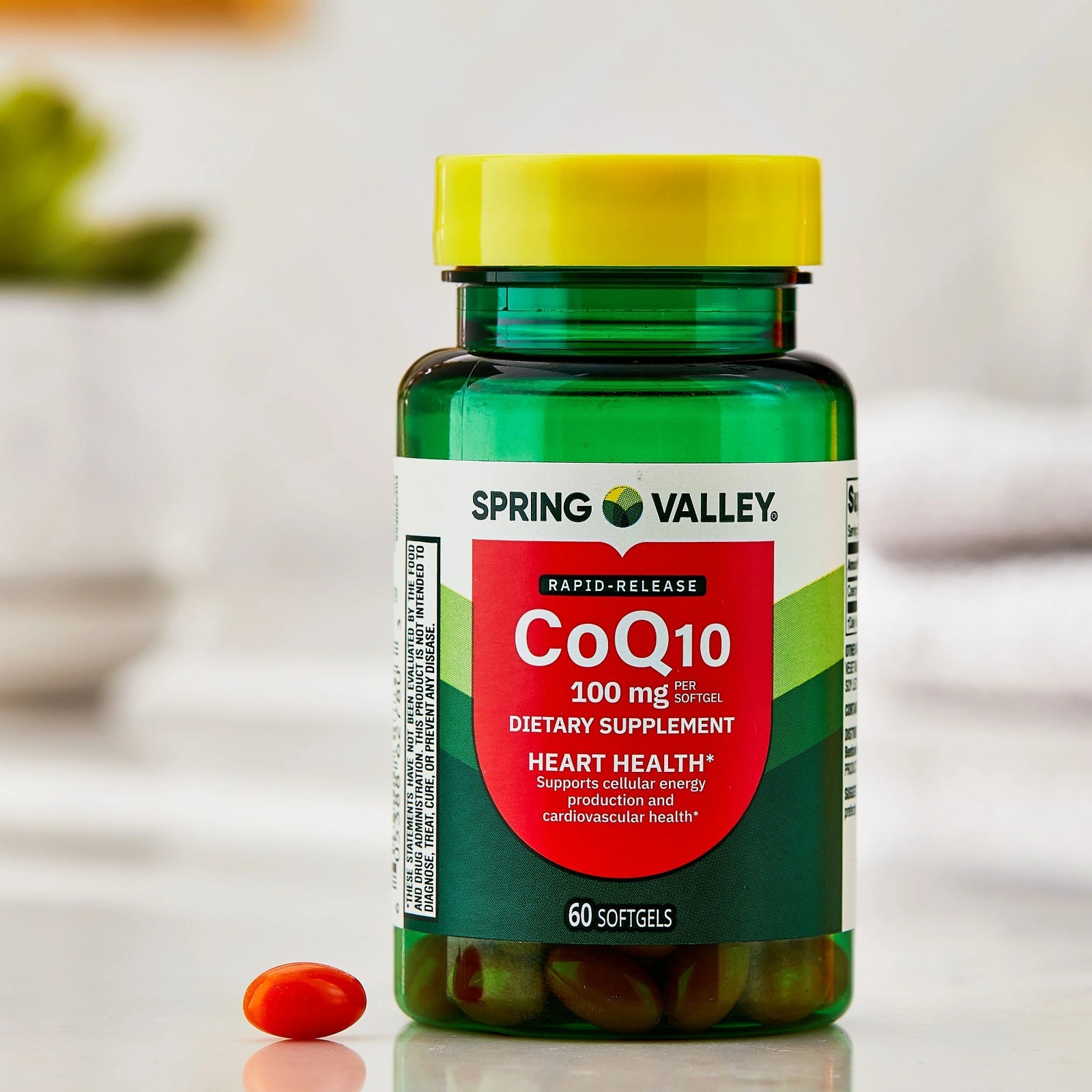Spring Valley Rapid-Release CoQ10 Heart Health Dietary Softgels 100 mg, 60 Count