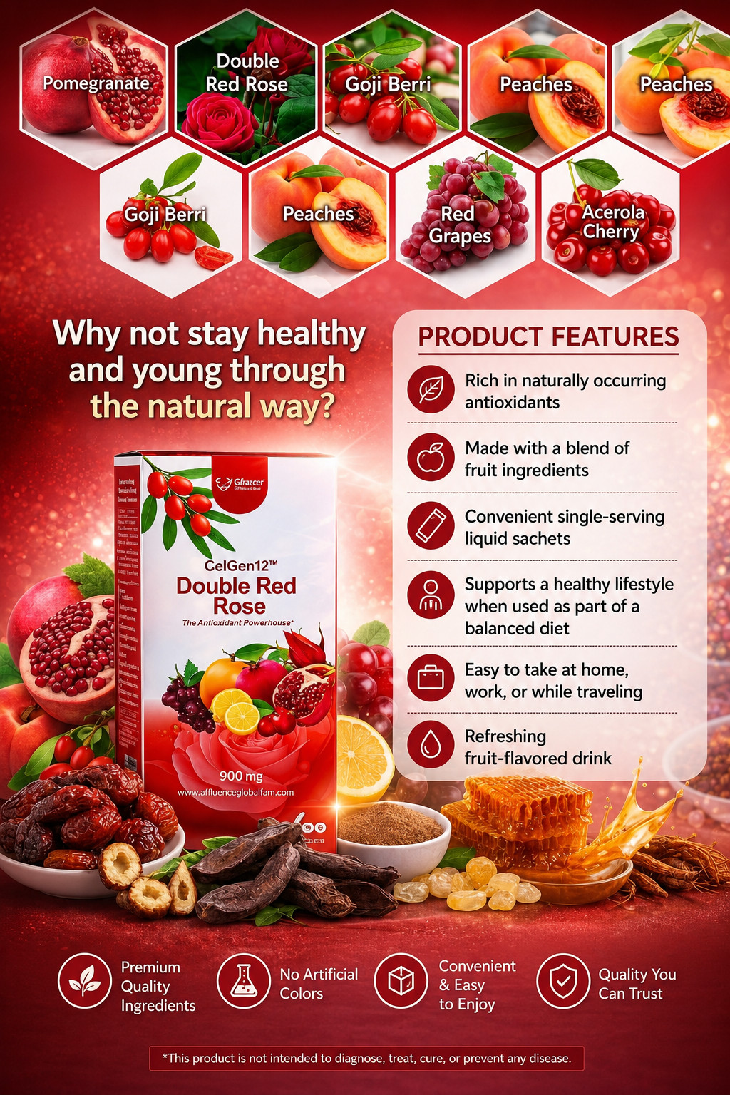 CelGen12 Double Red Rose 15 Sachets with NAC Liquid Supplement New Sealed