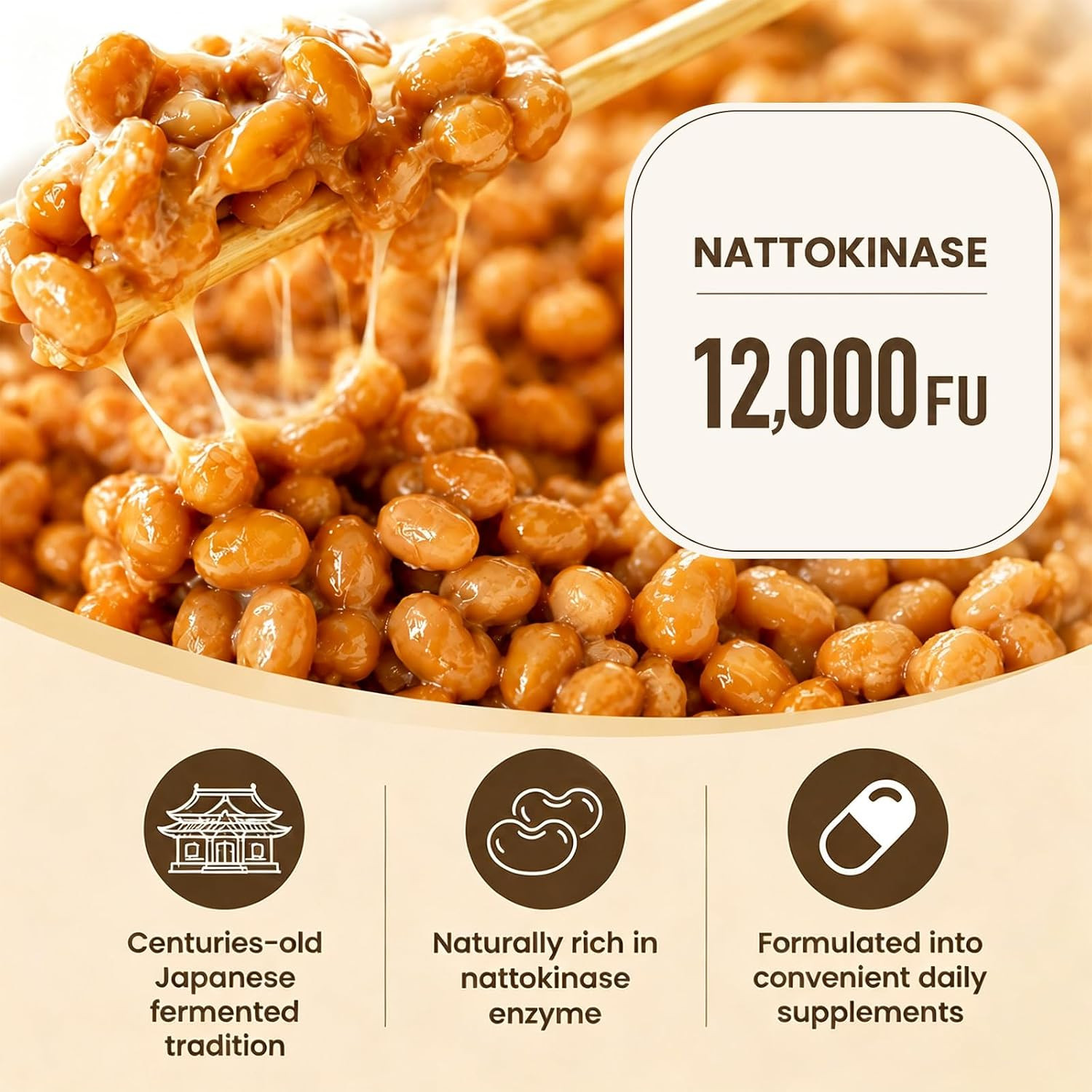 Nattokinase Supplement 12,000 FU, Liposomal Natto Kinase, Organic Fibrinolytic M