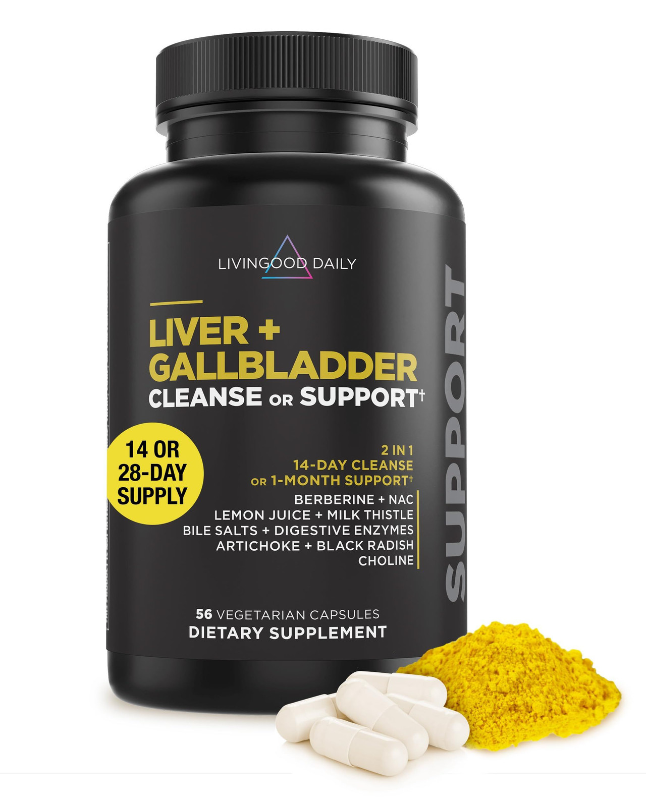 Livingood Daily Liver & Gallbladder 56 Count (Pack of 1), Light Yellow