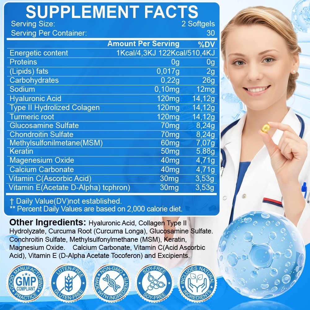 Hydrating Hyaluronic Acid Capsules Supports Anti-Aging Wrinkles & Joint Wellness