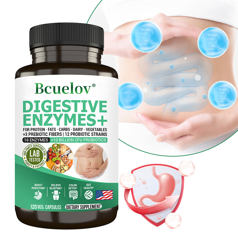 Digestive Enzymes w/ Prebiotic & Probiotics, Gas, Constipation & Bloating Relief