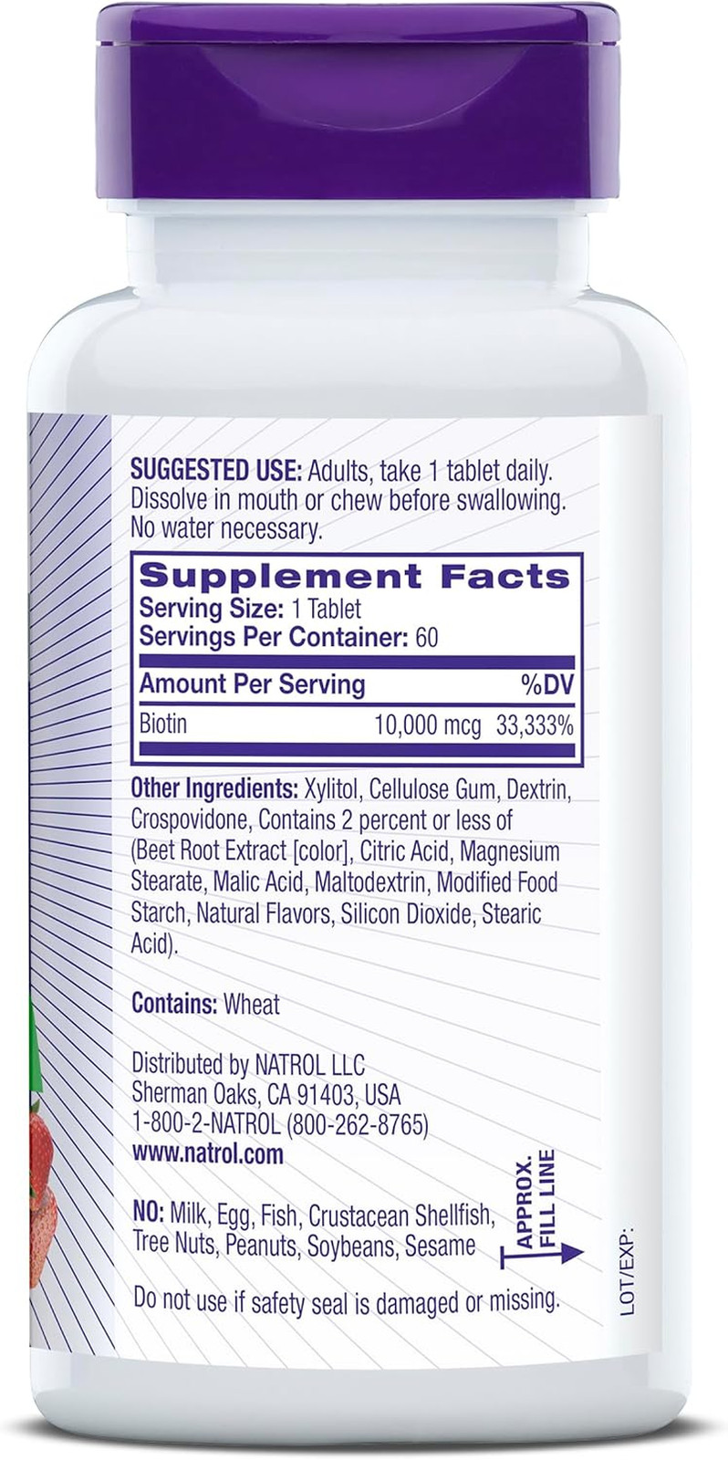 Natrol Biotin 10,000 Mcg. Fast Dissolve Tablets, 250 Count