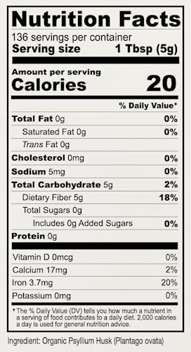 Organic Psyllium Husk Powder 24 oz Gluten Free Non GMO Keto Fiber Digestive