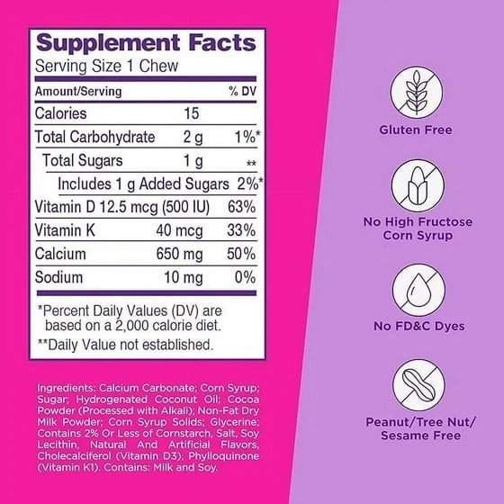 Viactiv Calcium Supplement Soft Chews, Milk Chocolate (100CT) Vitamin D & K, NEW