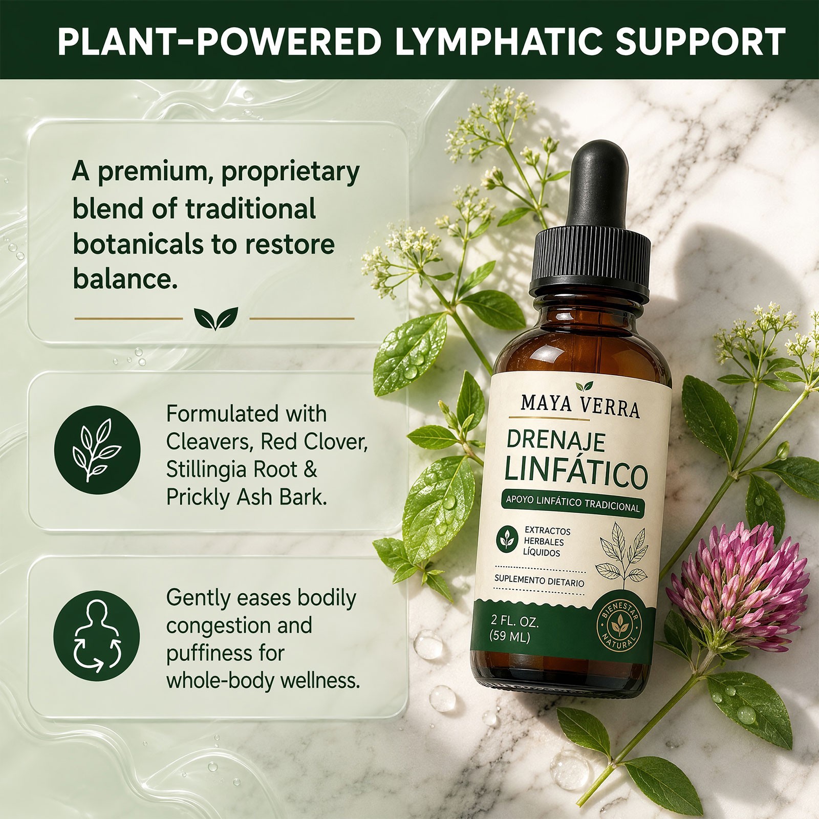 Maya Verra Lymphatic Support Herbal Drops Bloating Relief Supplement 2oz