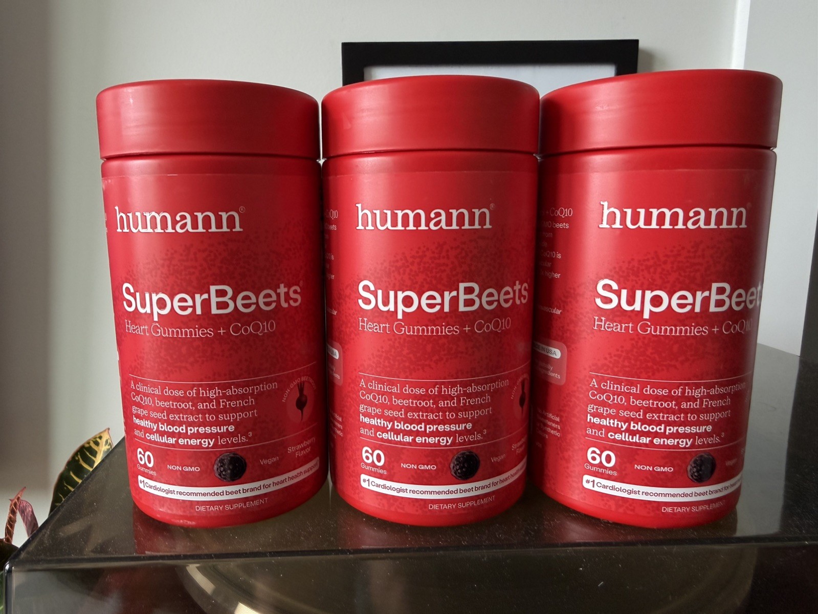 Lot of 3 SuperBeets Heart Gummies Strawberry Beetroot Grape Seed 60ct EXP12/27