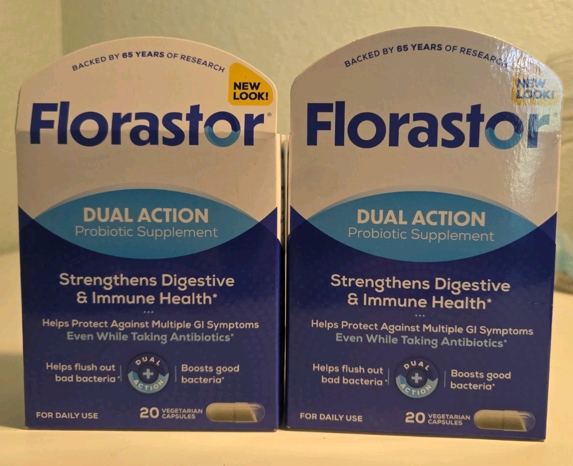 (2) Florastor Daily Probiotic Supplement – 20 Capsules Each Box Exp: 07/2027