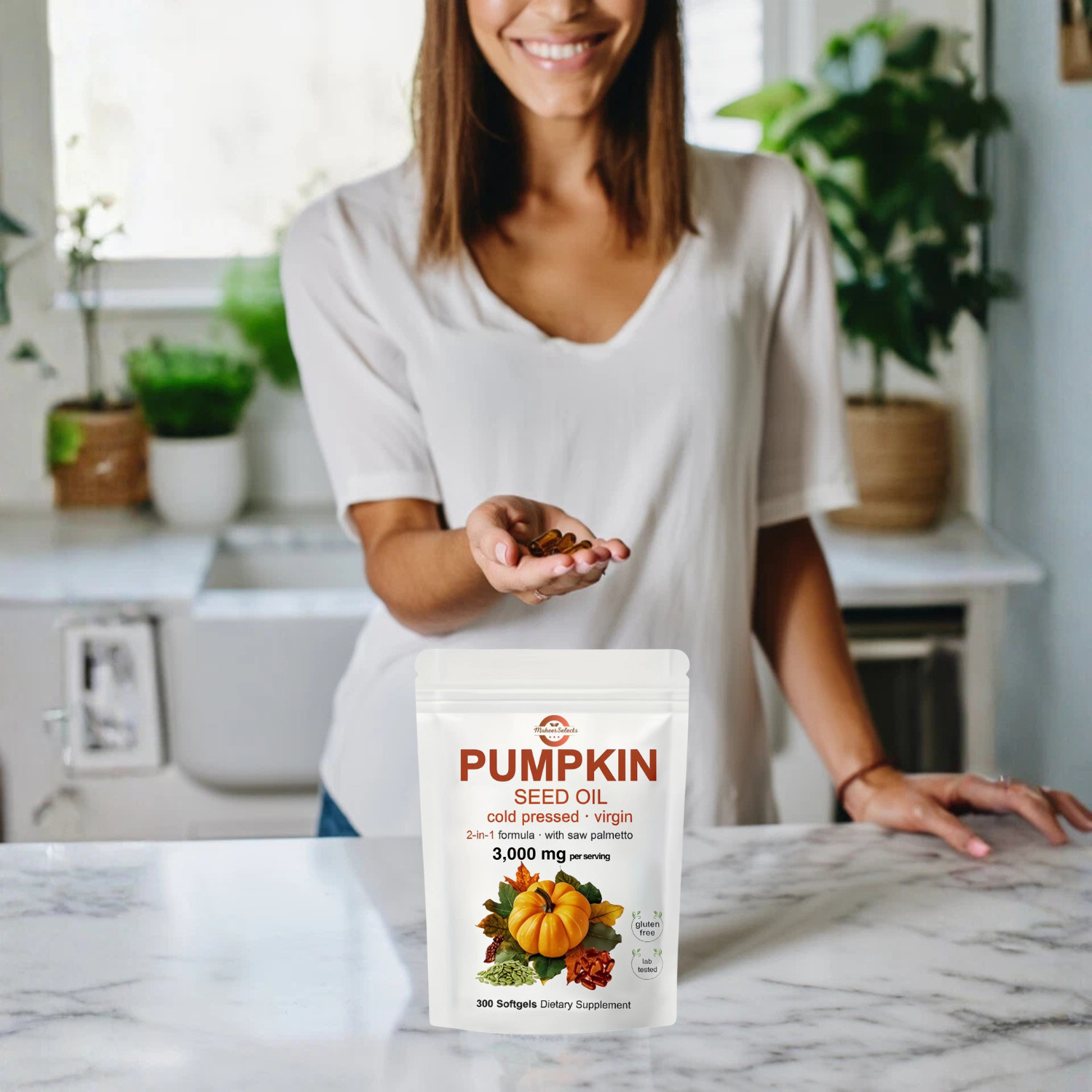 Pumpkin Seed Oil 3000mg Softgels | Cold Pressed Virgin | Saw Palmetto | 300 Coun
