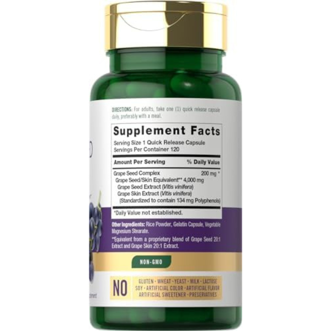 Grape Seed Extract Capsules 4,000Mg 120 Count Standardized Extract Complex with