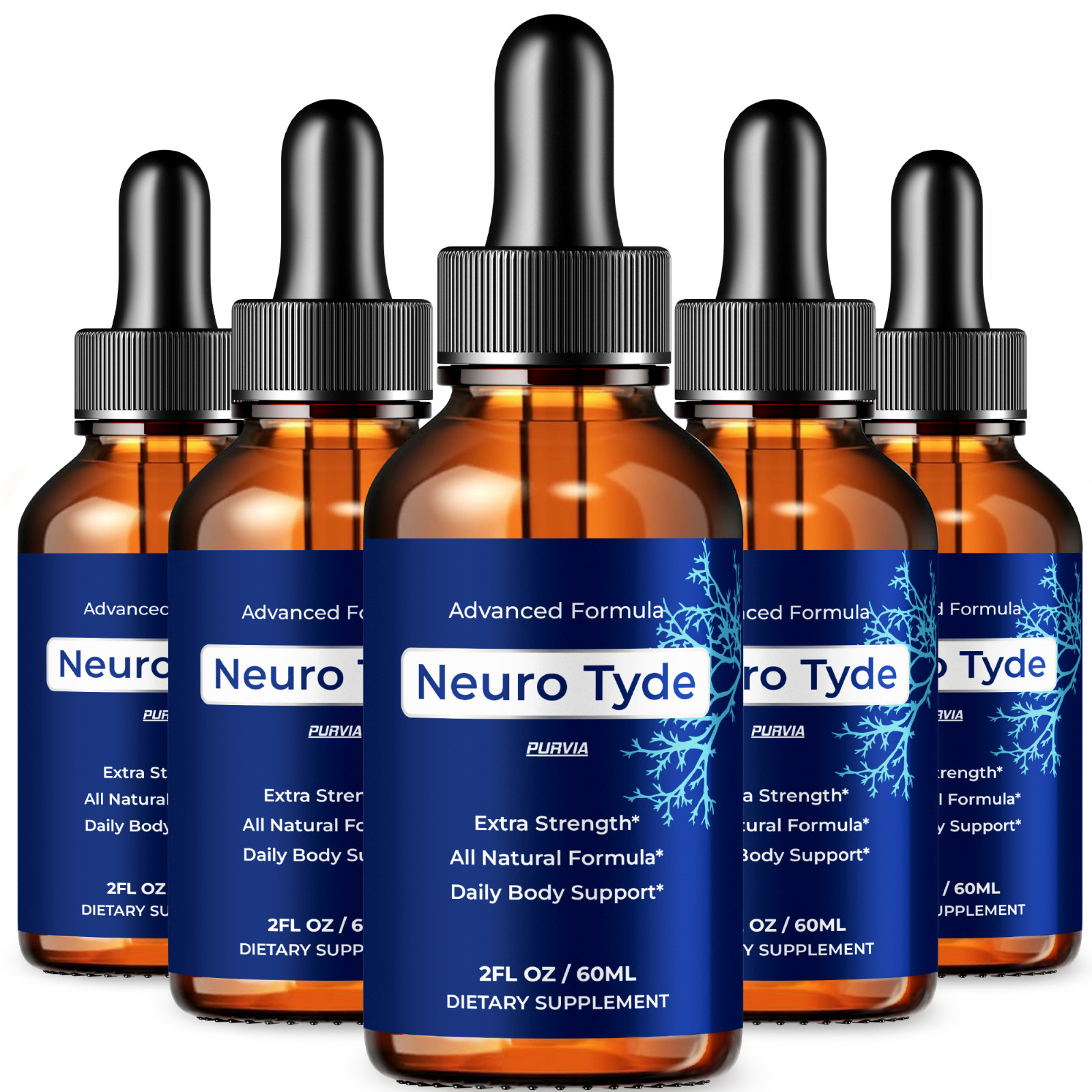 (5 Pack) NeuroTyde Drops Liquid Brain Supplement Memory Focus Clarity (10 oz)