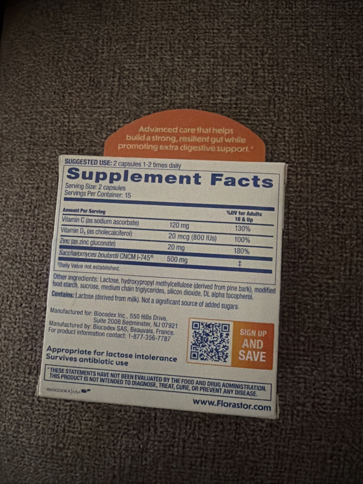 EXP 7/26 Florastor ADVANCED IMMUNITY Probiotic & Immune supplement 30Ct Exp 7/26