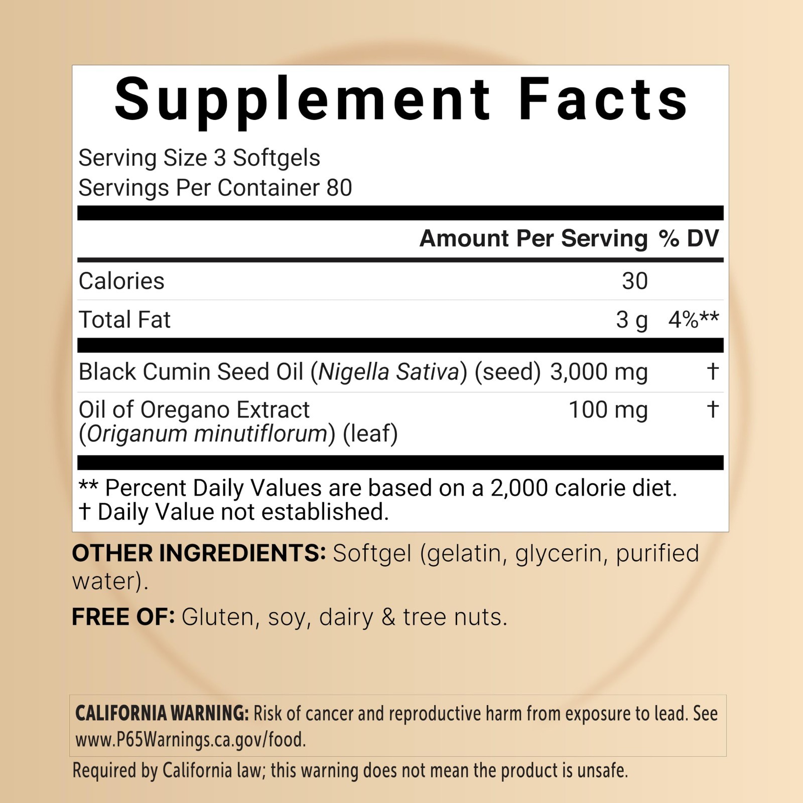 Black Seed Oil 3000mg Softgels – 240 Count, 2-in-1 with Oregano Oil, Non-GMO