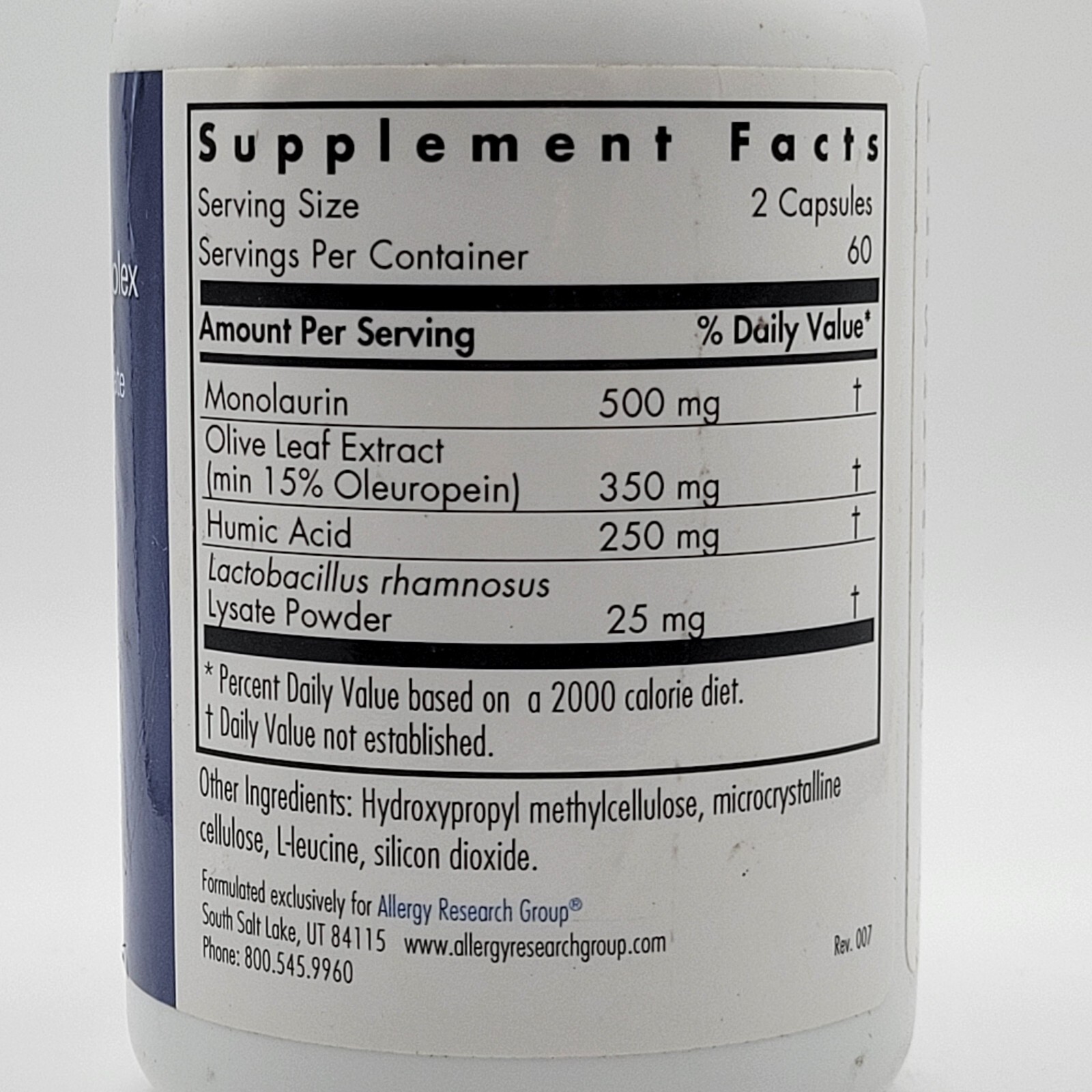 Allergy Research Group Humic-Monolaurin Complex 120 Capsules New Exp 2026