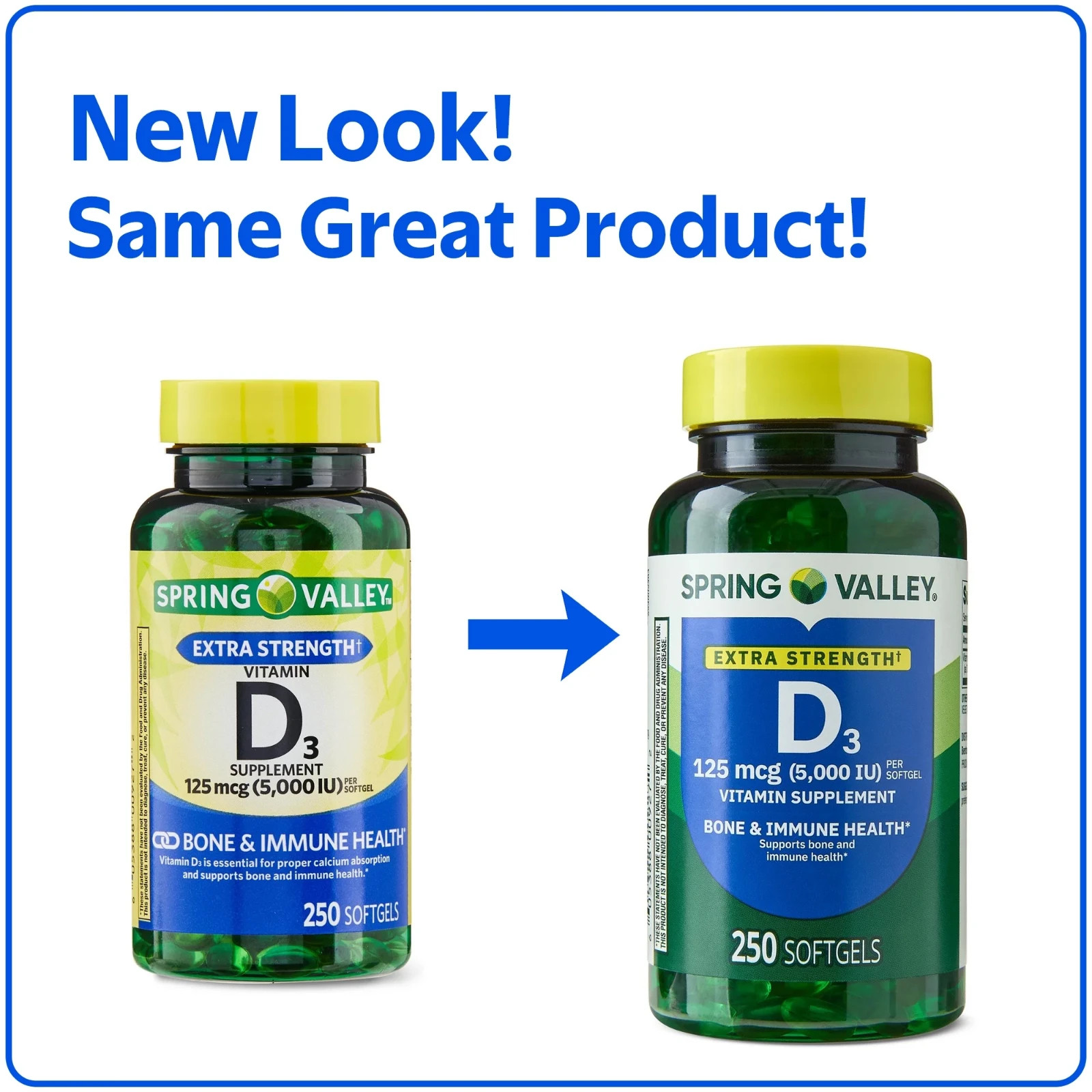 Spring Valley Vitamin D3 Supplement Softgels – 5000iu 250 Count