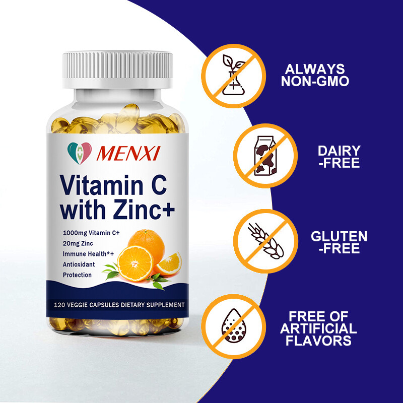 Vitamin C & Zinc Capsules – Immune System Support & Antioxidant Defense 60/120pc