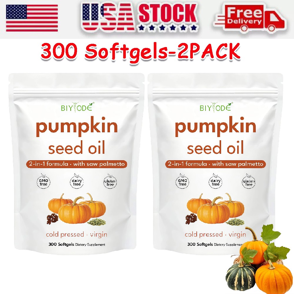Pumpkin Seed Oil with Saw Palmetto 300 Softgels | Cold Pressed, organic Virgi…