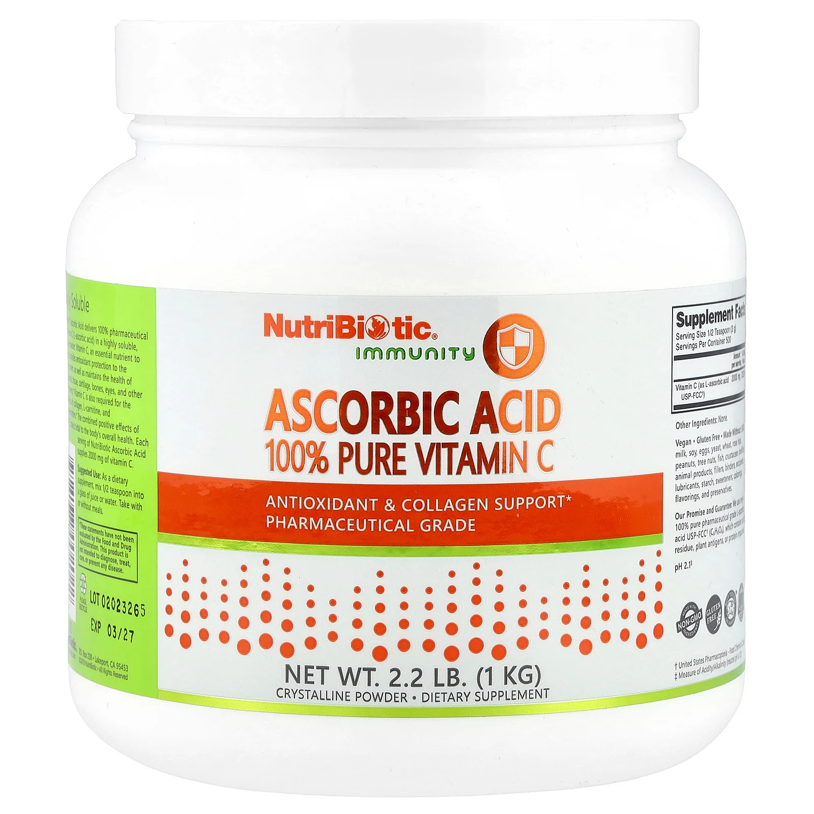 2 X NutriBiotic, Immunity, Ascorbic Acid, 100% Pure Vitamin C, Crystalline Powd