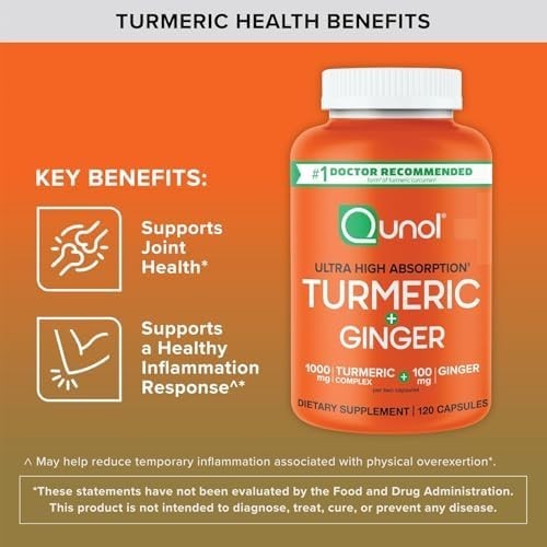 Qunol Turmeric Ginger 1000mg 120 Capsules Exp 2028 Joint Support Pack 1 2 3