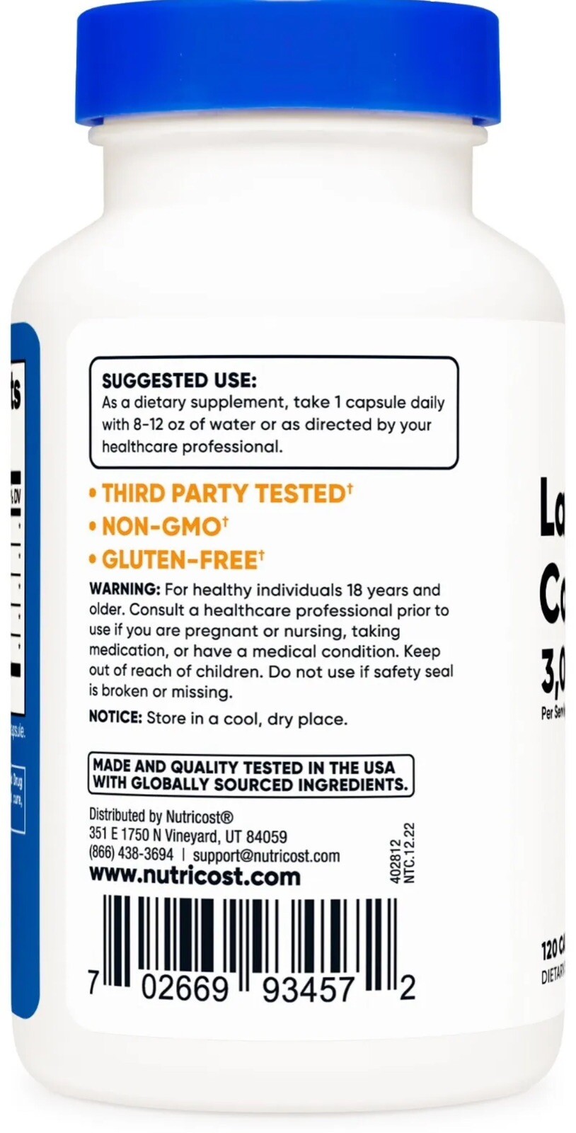 Nutricost Lactase Enzyme Complex 3,000 FCC ALU, 120 Capsules But 1 Get 1 50% OFF