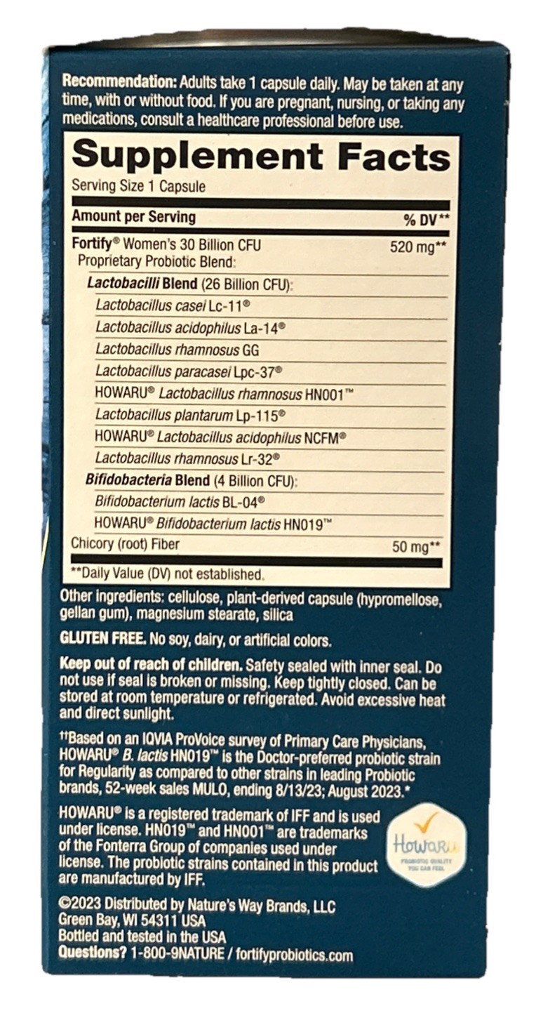 2-Nature’s Way Women’s Fortify 30 Billion Probiotic 30×2=60 Caps