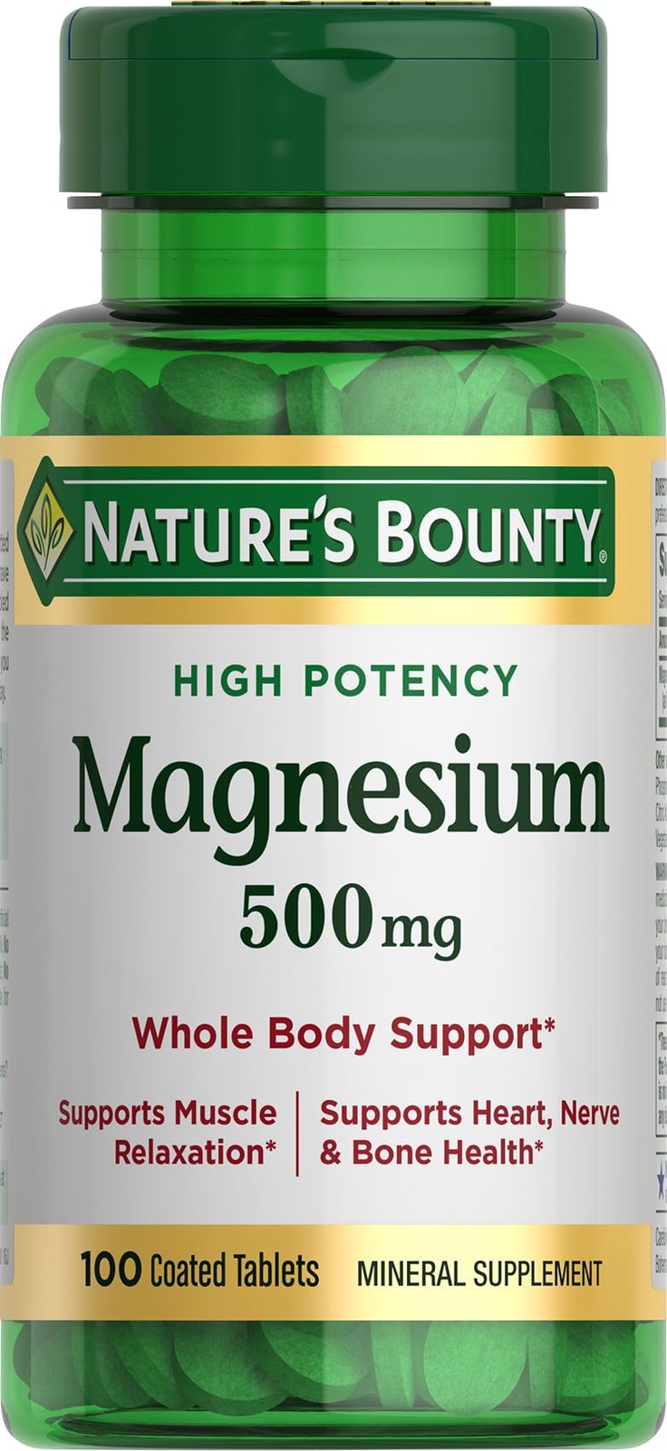 Nature’s Bounty Magnesium, Mineral Supplement, 100 Count (Single Pack)