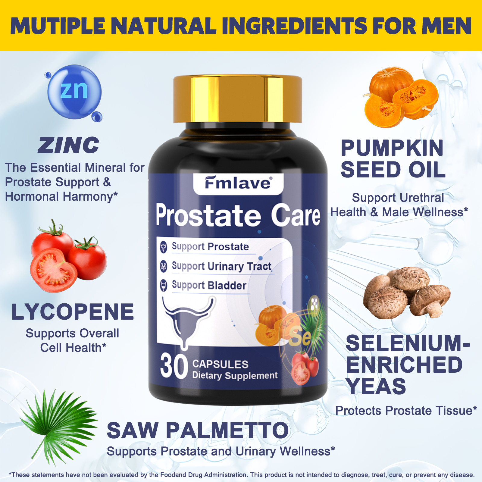 6 pack Fmlave Prostate Advanced Prostate Supplement, Saw Palmetto Lycopene 180ct