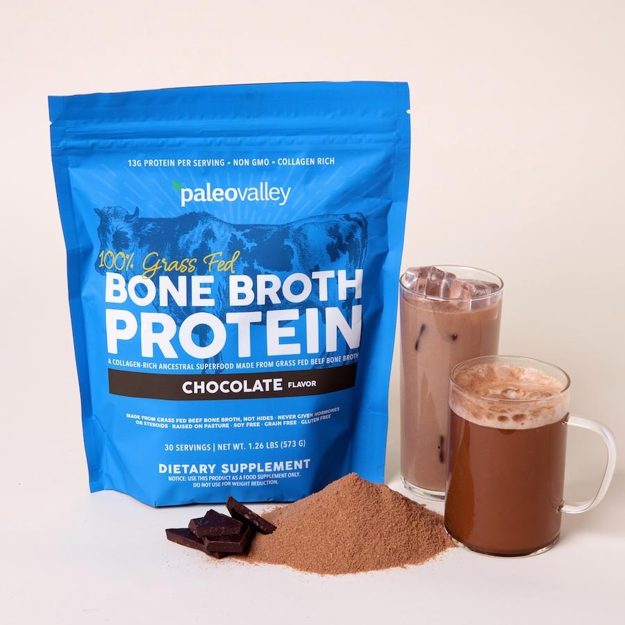 Bone Broth Protein Powder Chocolate Flavor Grass Fed Collagen Drink Mix