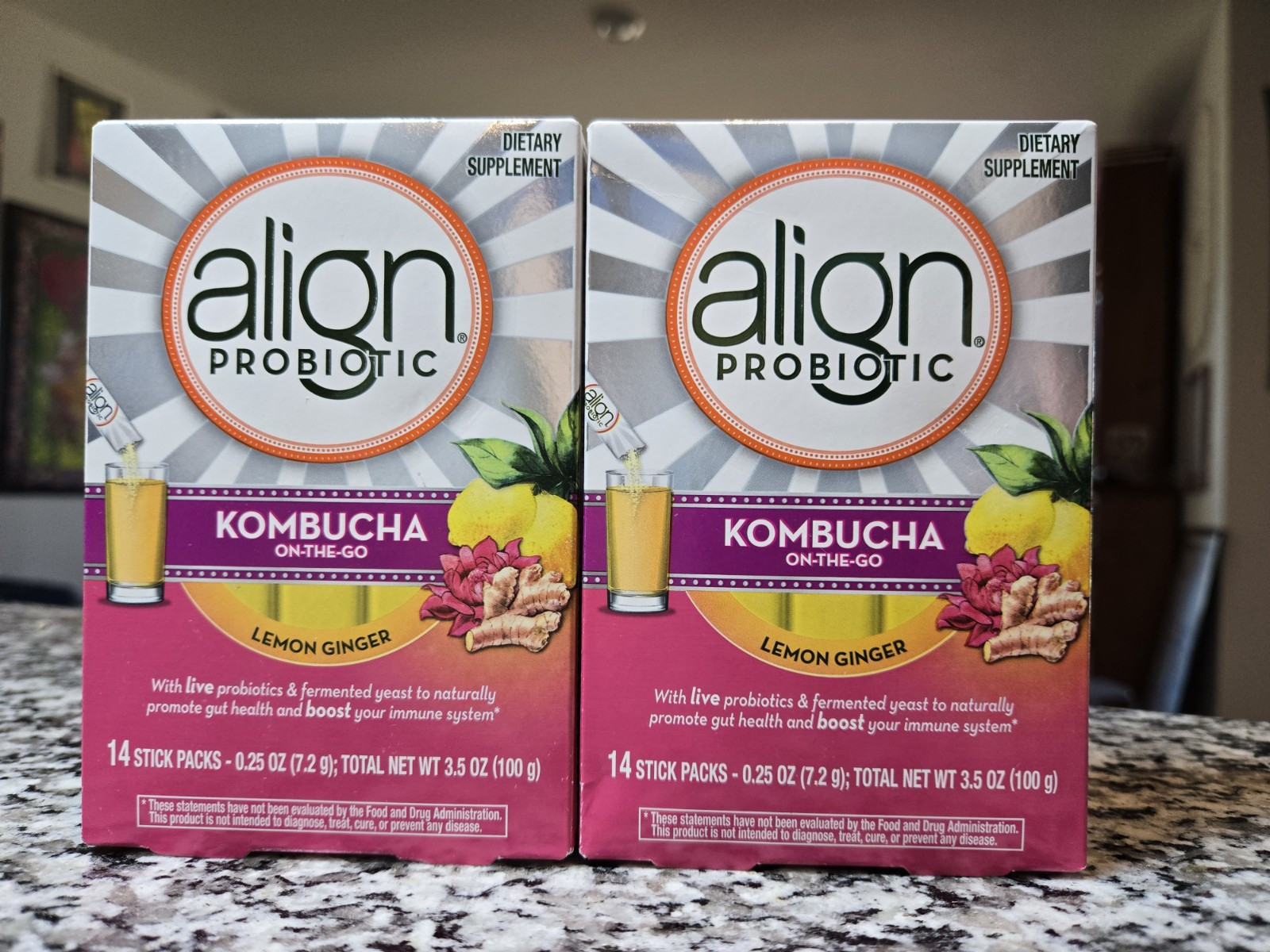 2 X Align Kombucha Lemon Ginger – 14 Packs X2 = 28 Stick Packs EXP 06/22