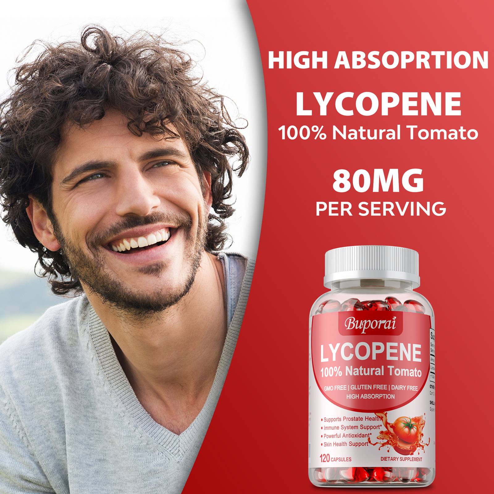 Lycopene Capsules 80mg – High Protency Antioxidant & Prostate Health Support