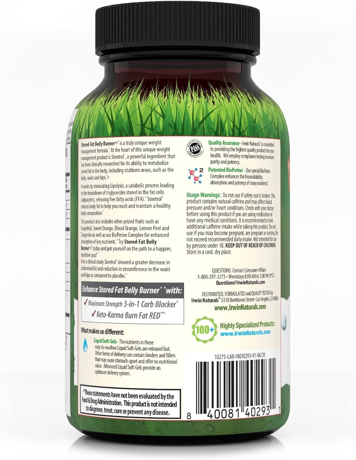Irwin Naturals Stored Fat Belly Burner, Helps Break Stored Fat, 72 Softgels