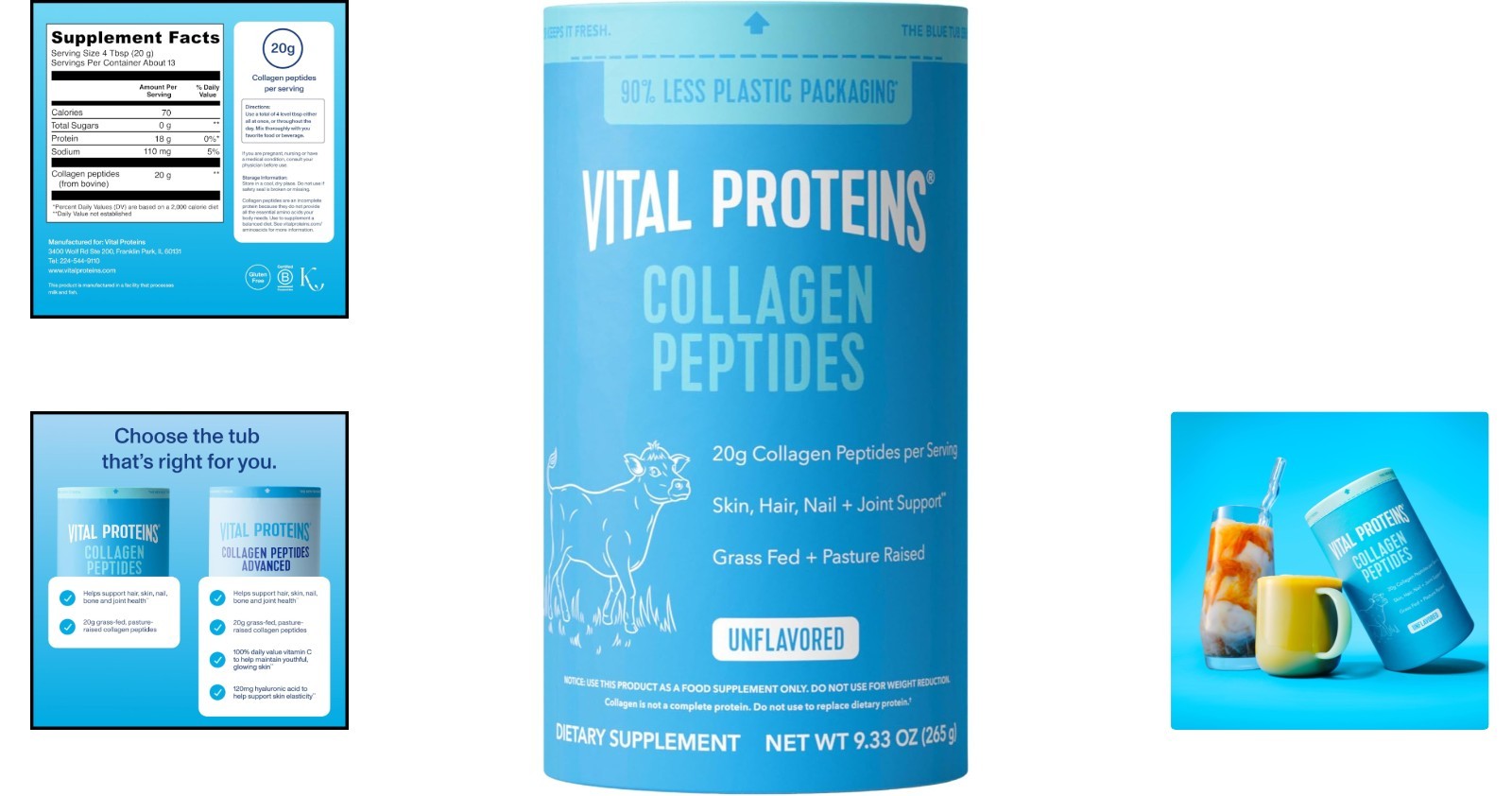 Vital Collagen Peptides Powder for Hair, Skin & Joint Health