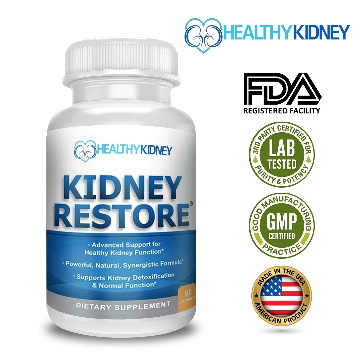 1x Kidney Restore Support Detox Cleanse Complete Flush Natural Supplement US