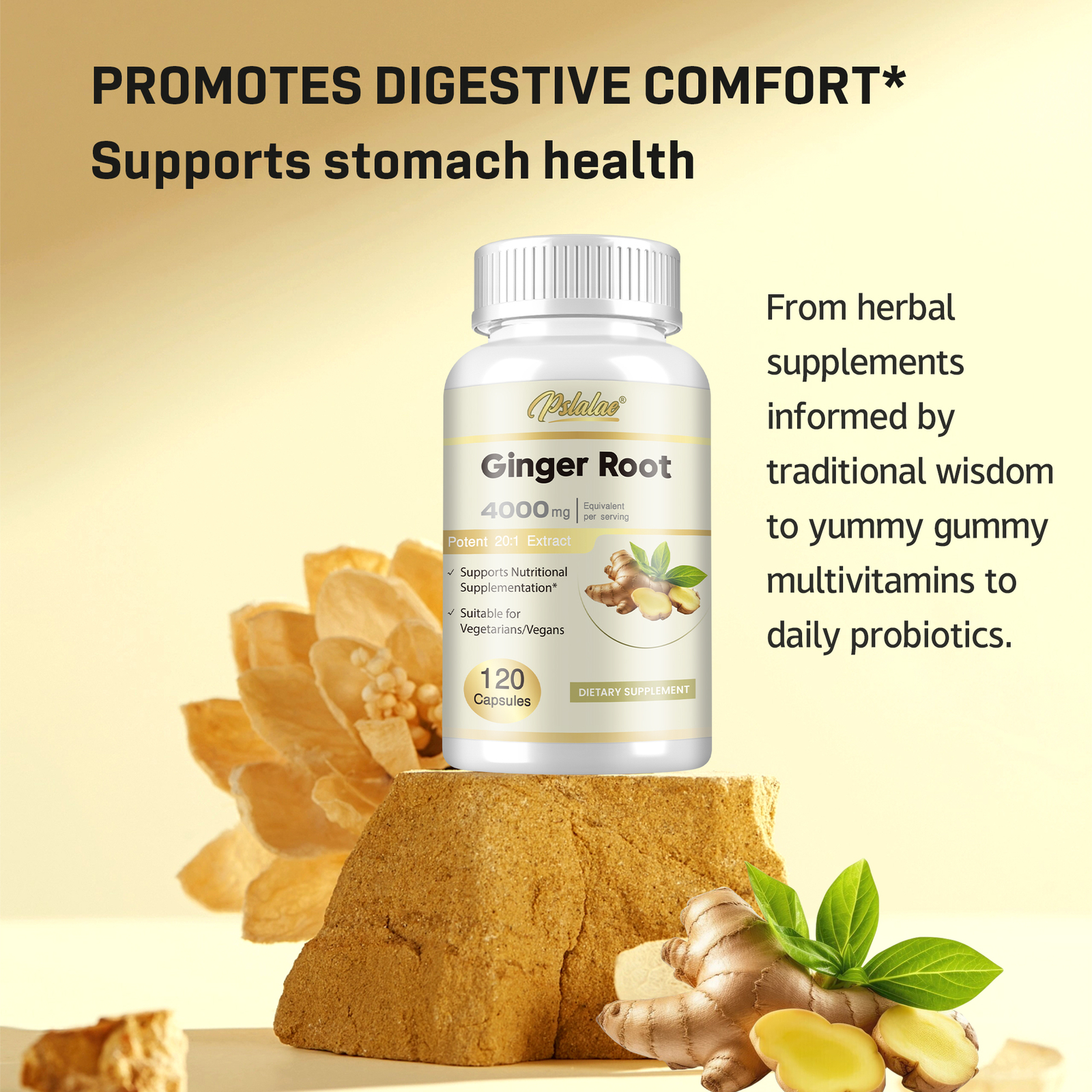 Ginger Root 4000mg – Highest Potency, Digestion, Nausea, Immune System Boost