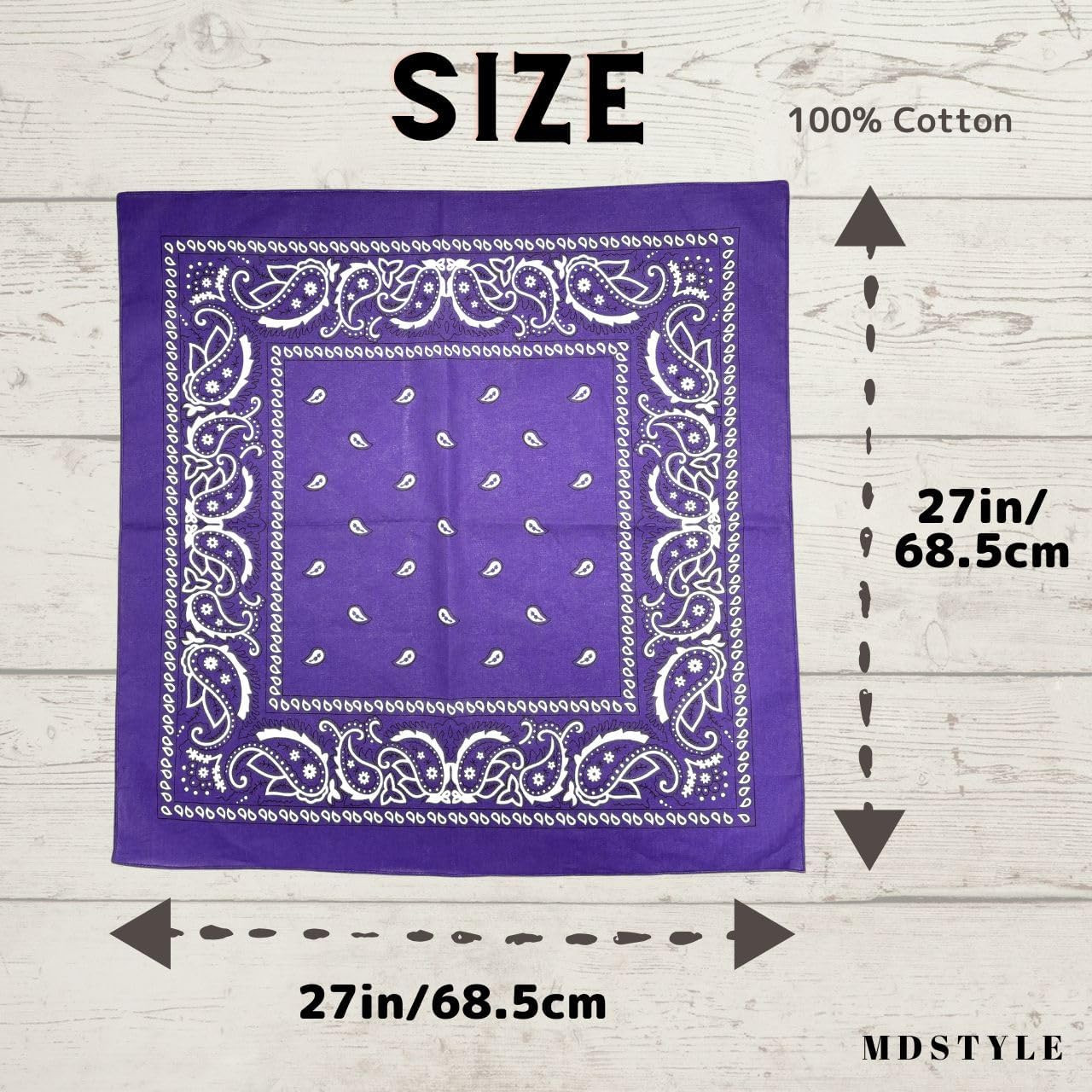 Extra Large Bandana 27” X 27” 100% Cotton for Men & Women Paisley Handkerchief H