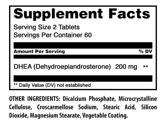 Amazing Formulas DHEA Supplement | 200 Mg per Serving | 120 Tablets | Non-Gmo |