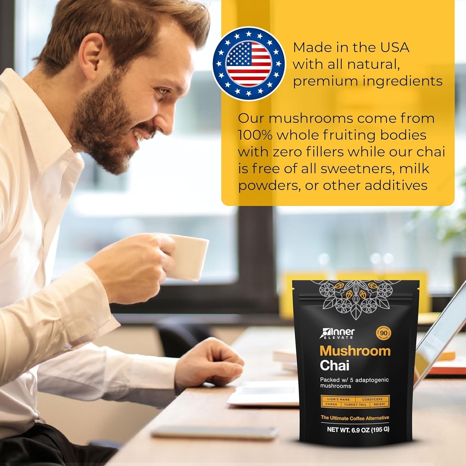 Inner Elevate Mushroom Chai – Ultimate Coffee Alternative – Adaptogenic Mushr…