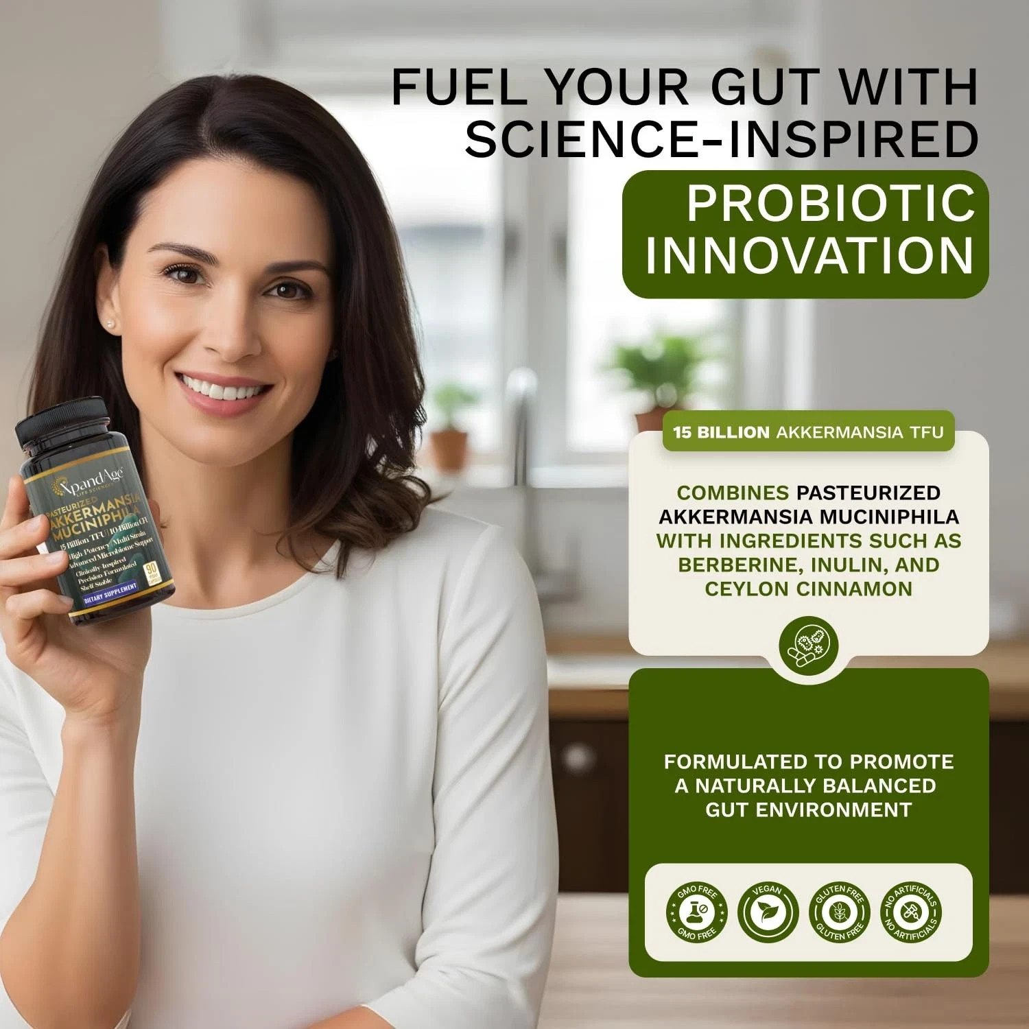 XpandAge Akkermansia Probiotic 90 Veg Caps Gut Health Berberine Cinnamon